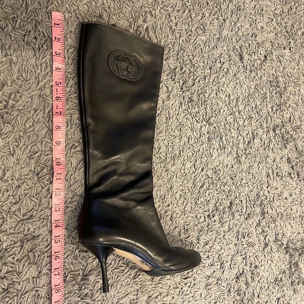 GUCCI Interlocking G Logo Leather Tall Boots Size 9.5 B - Picture 11 of 16